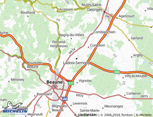 Carte MICHELIN Ladoix-Serrigny - ViaMichelin