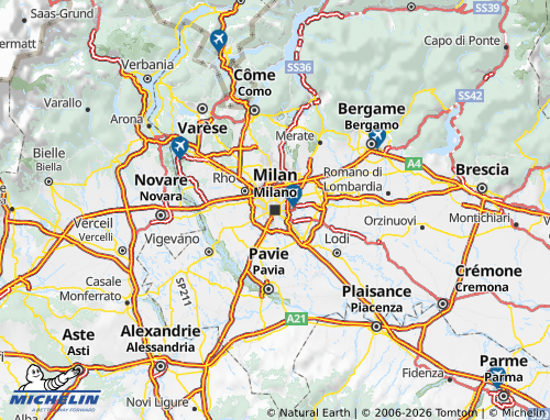 MICHELIN Lombardy map - ViaMichelin