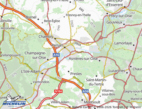 MICHELIN Beaumont-sur-Oise map - ViaMichelin