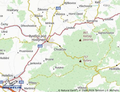 Mapa MICHELIN Chvalčov - ViaMichelin