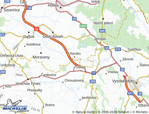 Mappa MICHELIN Uhersko - ViaMichelin