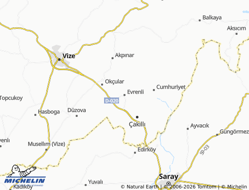 MICHELIN Evrenli map - ViaMichelin