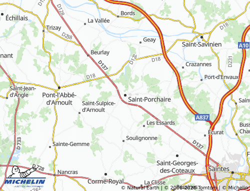 Carte MICHELIN Saint-Porchaire - ViaMichelin