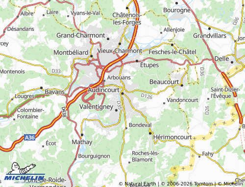 MICHELIN-Landkarte Audincourt - ViaMichelin
