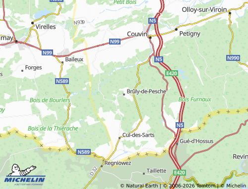 Kaart MICHELIN Brûly-de-Pesche - ViaMichelin