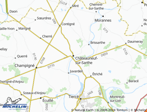 Carte MICHELIN Ch Teauneuf Sur Sarthe ViaMichelin 