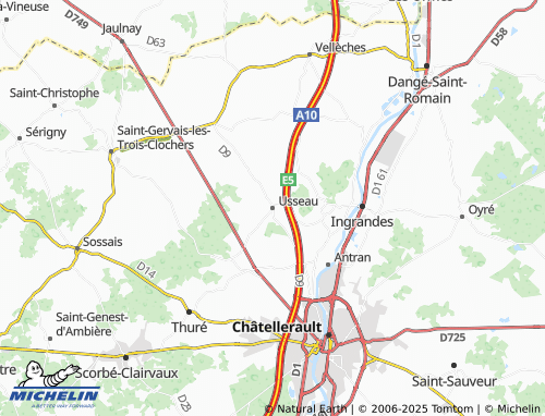 MICHELIN Usseau map - ViaMichelin