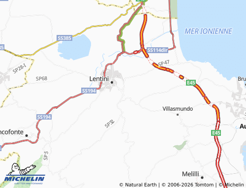 MICHELIN Carlentini map - ViaMichelin