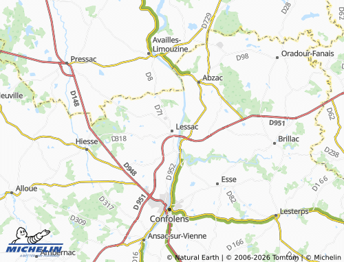 Mapa MICHELIN Lessac - ViaMichelin