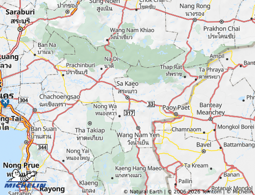 MICHELIN-Landkarte Provinz Sa Kaeo - ViaMichelin