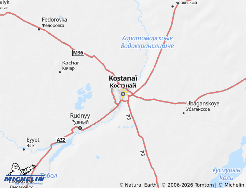 MICHELIN Kostanay Region map - ViaMichelin