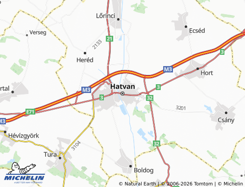 Kaart MICHELIN Hatvan - ViaMichelin