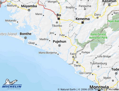 Mapa MICHELIN Pujehun - ViaMichelin