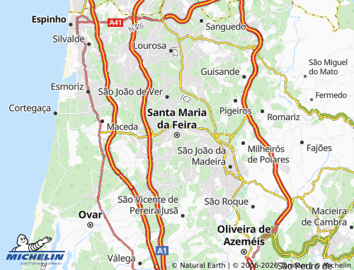 Mapa MICHELIN Santa Maria da Feira - ViaMichelin