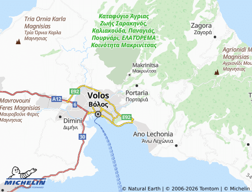 MICHELIN Ano Volos map - ViaMichelin