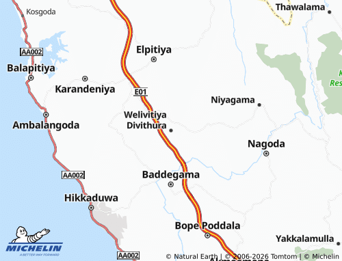 MICHELIN-Landkarte Welivitiya Divithura - ViaMichelin