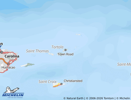 Mappa MICHELIN Isole Vergini Britanniche - ViaMichelin