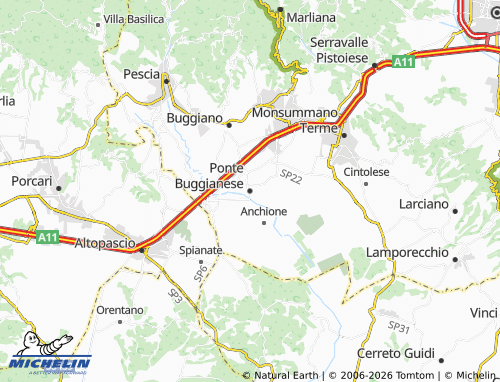 MICHELIN Ponte Buggianese map - ViaMichelin