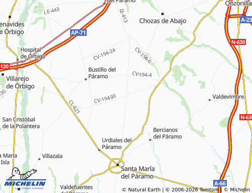 Carte MICHELIN La Mata del Páramo - ViaMichelin