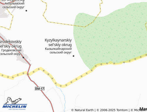MICHELIN Kyzylkaynarskiy sel'skiy okrug map - ViaMichelin