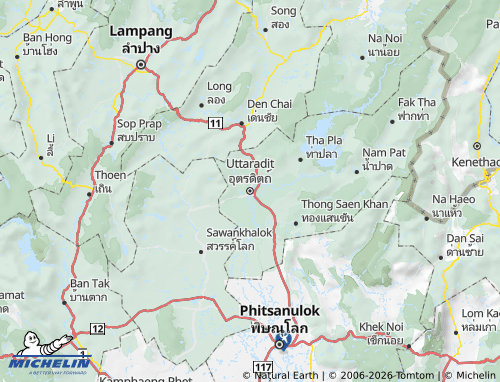 Mappa MICHELIN Changwat Uttaradit - ViaMichelin