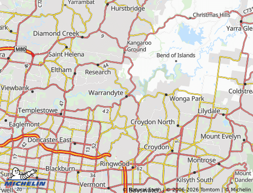 MICHELIN-Landkarte Warrandyte - ViaMichelin