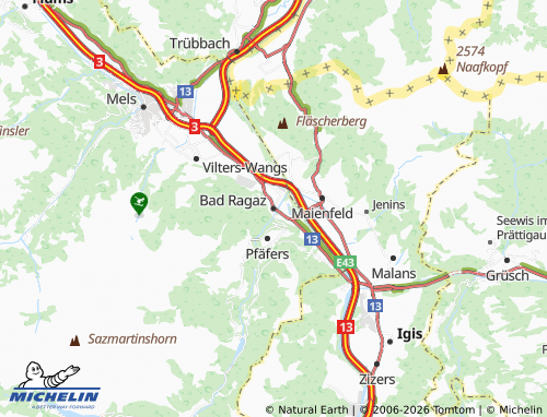 MICHELIN Bad Ragaz map - ViaMichelin