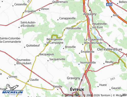 MICHELIN Brosville map - ViaMichelin