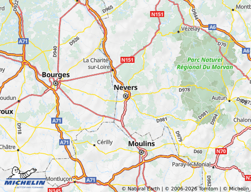 Mappa MICHELIN Nièvre - ViaMichelin