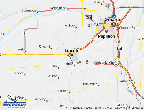 Mapa MICHELIN Nebraska - ViaMichelin