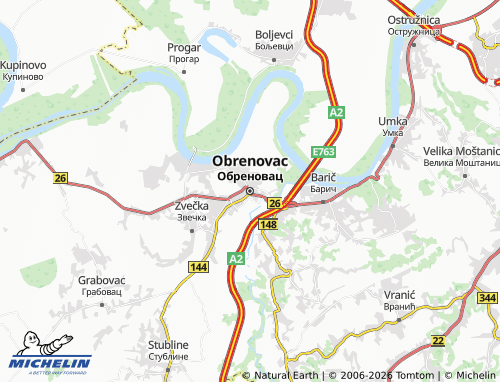 Mapa MICHELIN Obrenovac - ViaMichelin