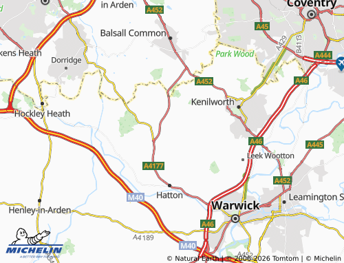 Carte MICHELIN Beausale, Haseley, Honiley & Wroxall - ViaMichelin