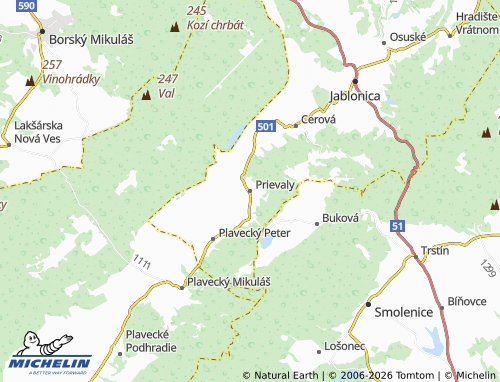 MICHELIN-Landkarte Prievaly - ViaMichelin