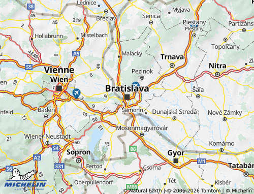 MICHELIN Bratislava Region map - ViaMichelin