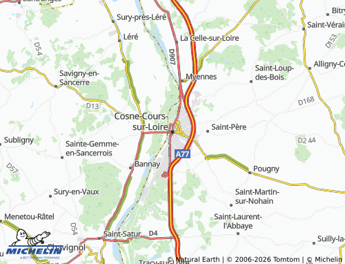 Carte MICHELIN Cosne-Cours-sur-Loire - ViaMichelin