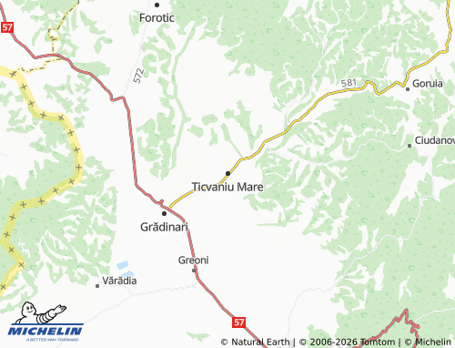 MICHELIN Ticvaniu Mare map - ViaMichelin