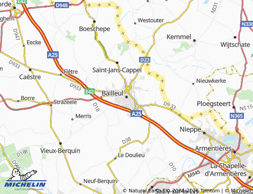 Carte MICHELIN Bailleul - ViaMichelin