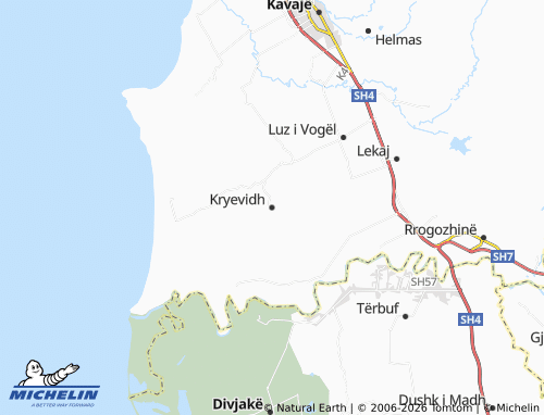 MICHELIN-Landkarte Kryevidh - ViaMichelin