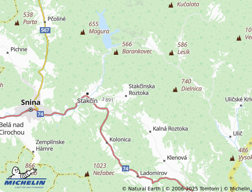 MICHELIN Stakčínska Roztoka map - ViaMichelin
