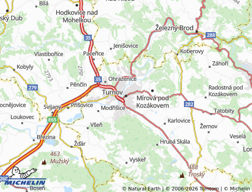 MICHELIN Turnov map - ViaMichelin