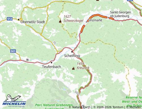 MICHELIN Sankt Lorenzen bei Scheifling map - ViaMichelin