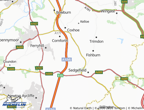Carte MICHELIN Bishop Middleham - ViaMichelin