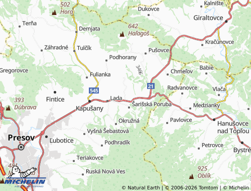 MICHELIN-Landkarte Nemcovce - ViaMichelin