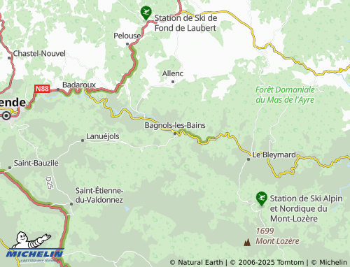 MICHELIN Bagnols-les-Bains map - ViaMichelin