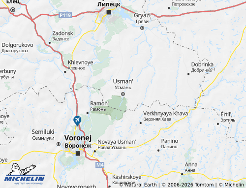 Carte MICHELIN Usmanskiy rayon - ViaMichelin