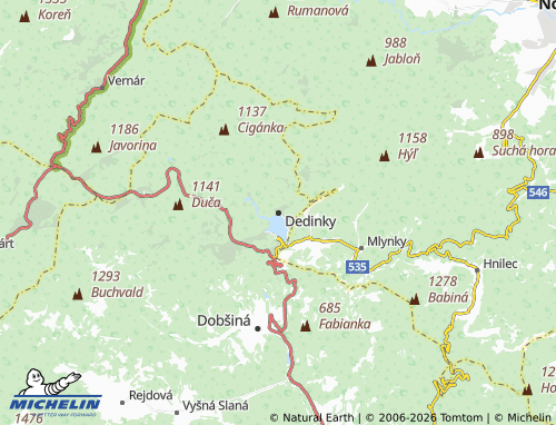 MICHELIN Dedinky map - ViaMichelin