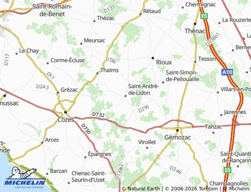 Mapa MICHELIN Saint-André-de-Lidon - ViaMichelin