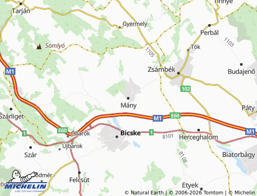 Carte MICHELIN Mány - ViaMichelin