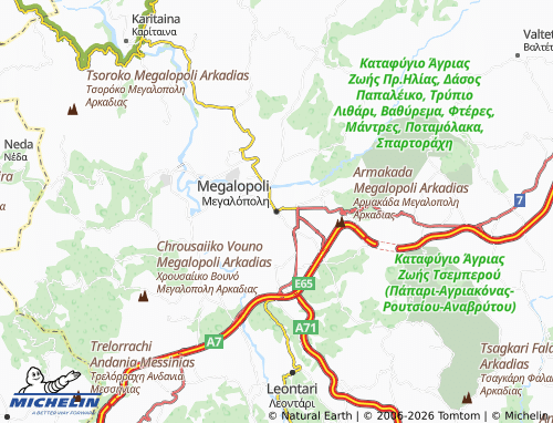 MICHELIN Megalopoli map - ViaMichelin
