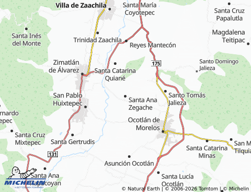 Mappa MICHELIN Santa Ana Zegache - ViaMichelin